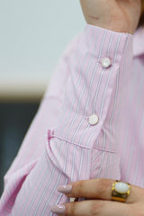 Chemise oversize à rayures rose