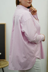 Chemise oversize à rayures rose