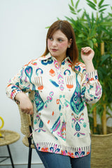 Chemise en Lin à Motifs Ikat