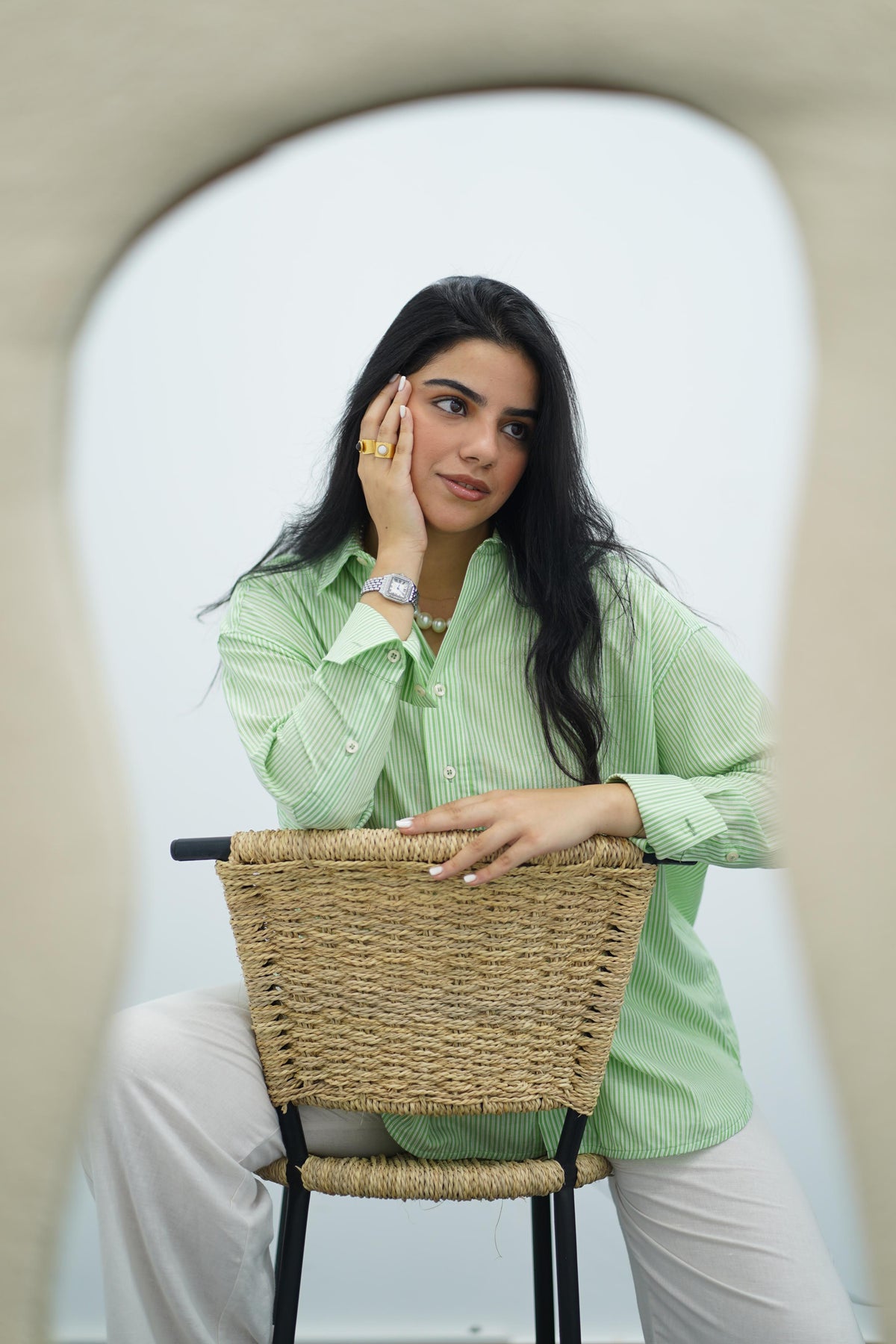 Chemise Rayée Vert Menthe Oversize