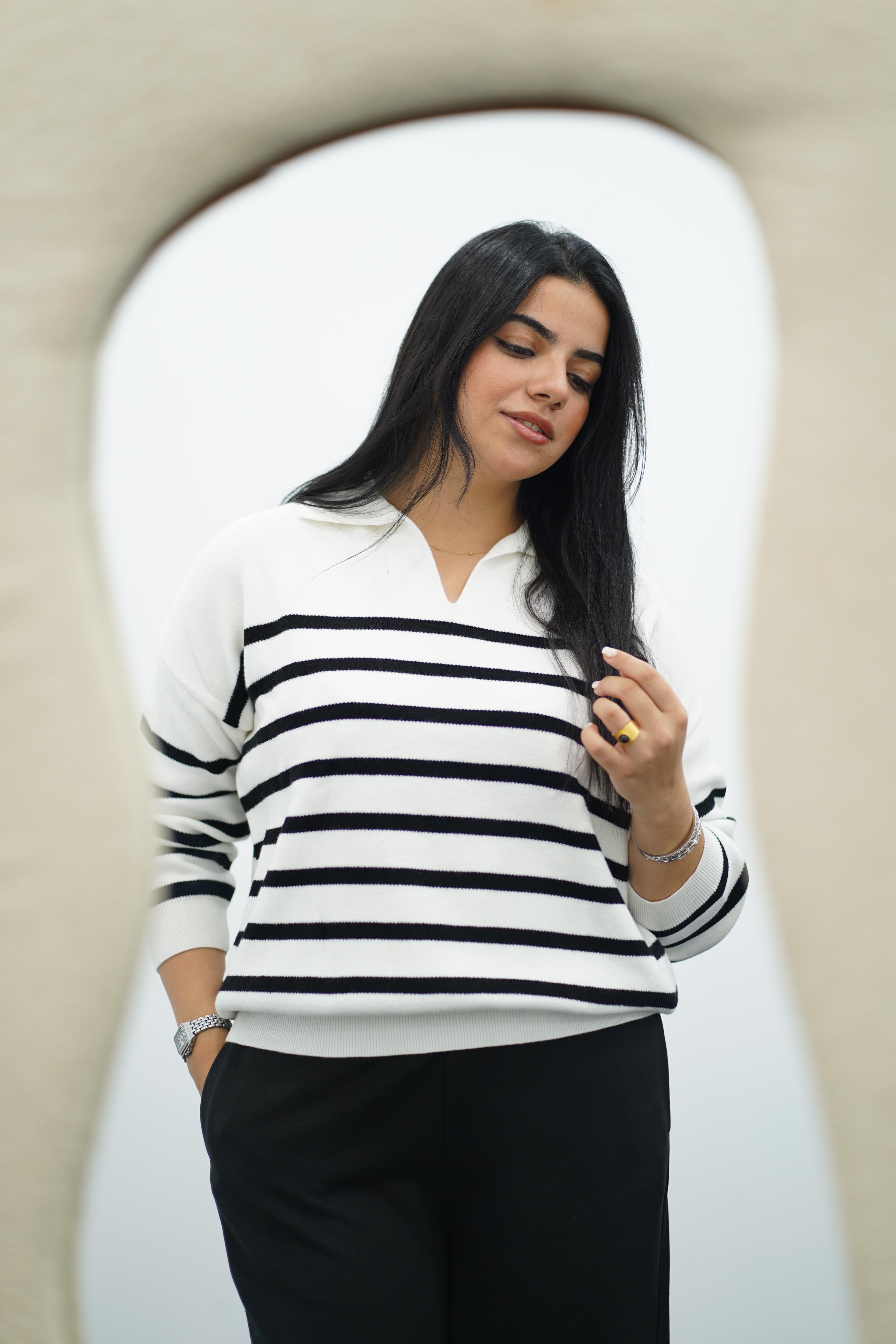 Pull Rayé Col Polo - Multi Couleurs