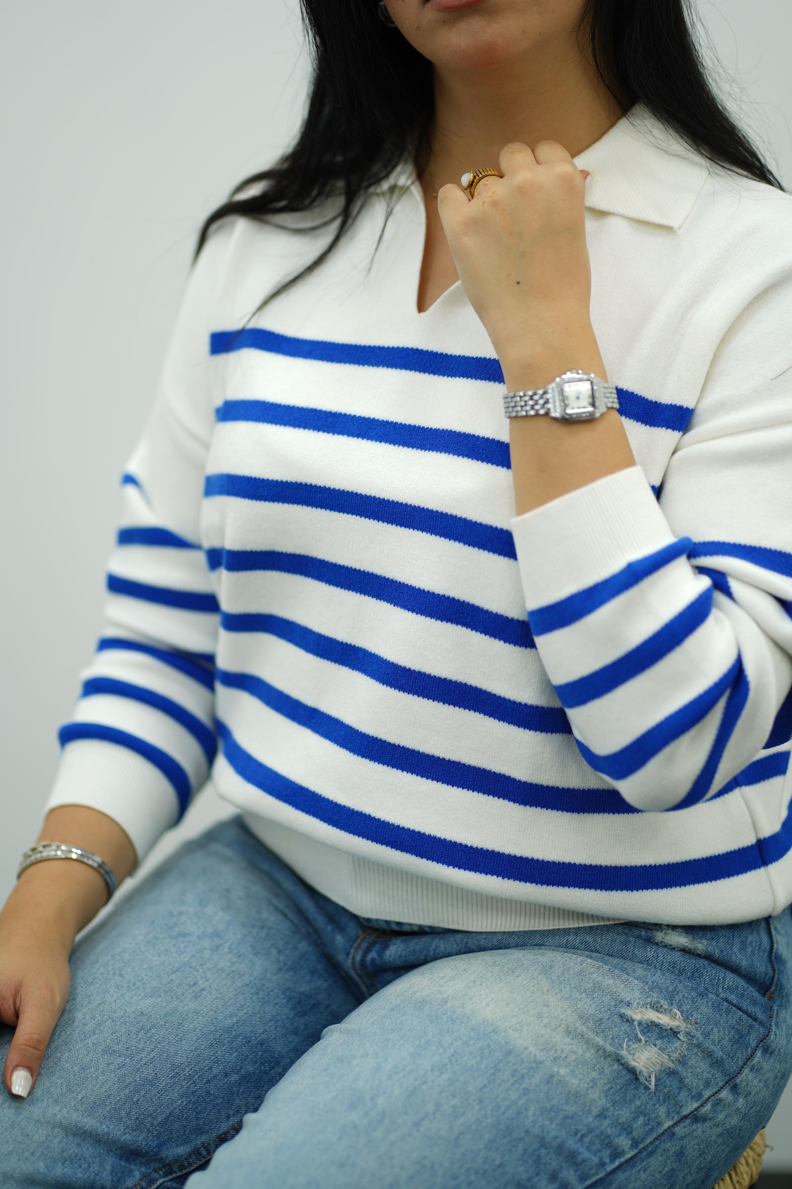 Pull Rayé Col Polo - Multi Couleurs