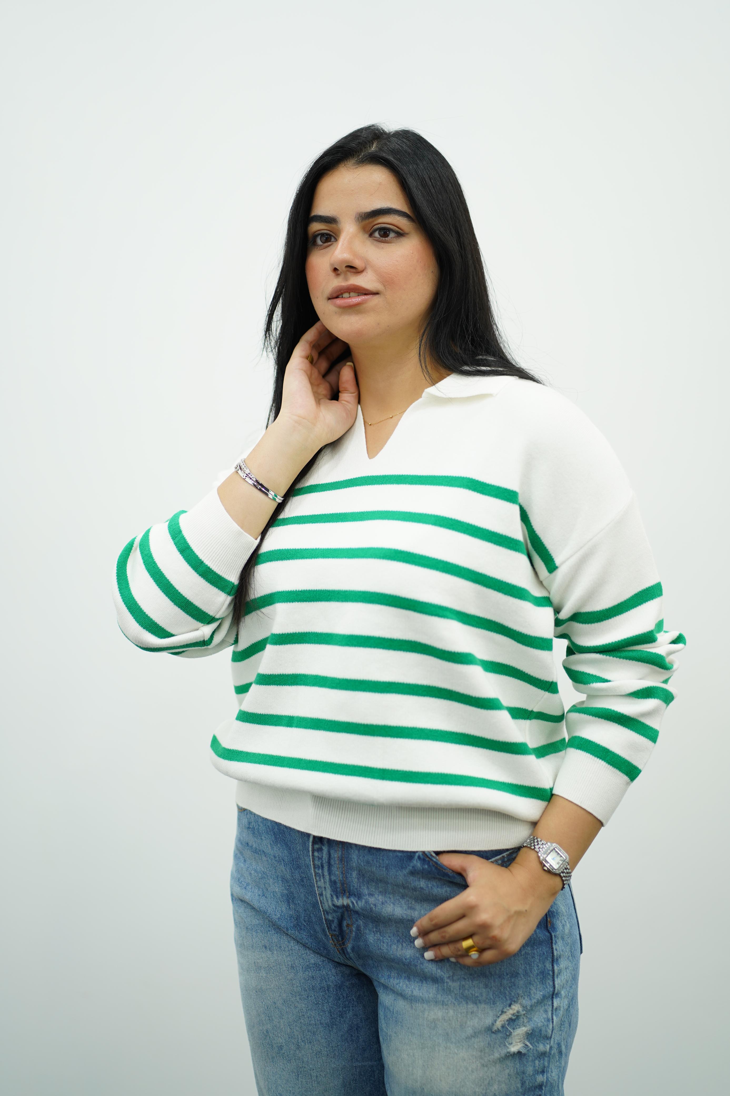 Pull Rayé Col Polo - Multi Couleurs