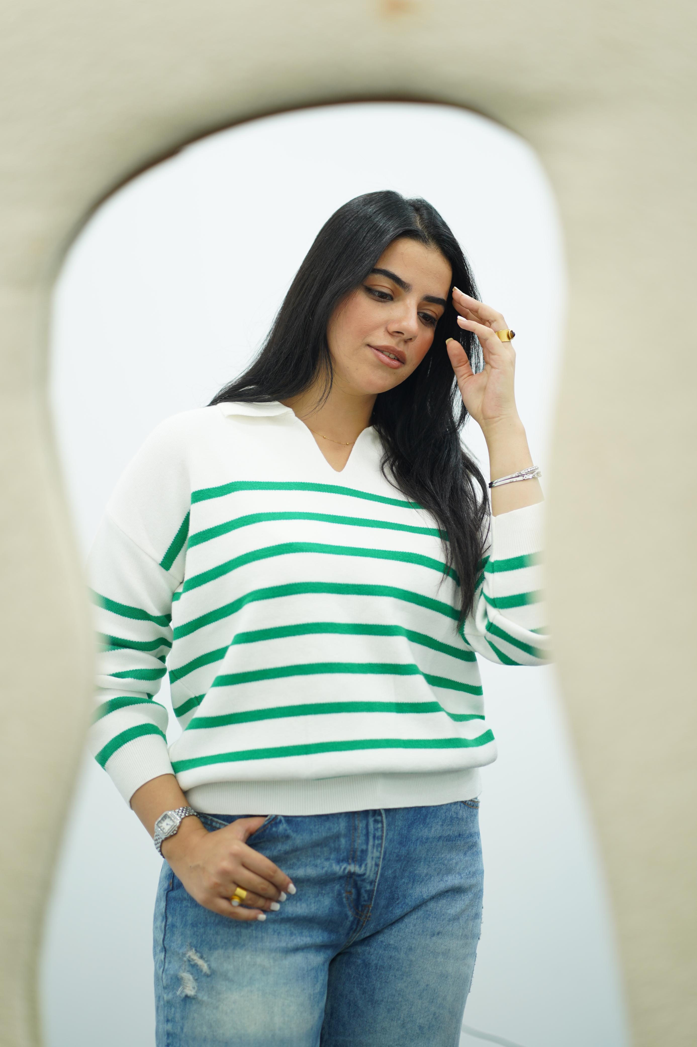 Pull Rayé Col Polo - Multi Couleurs