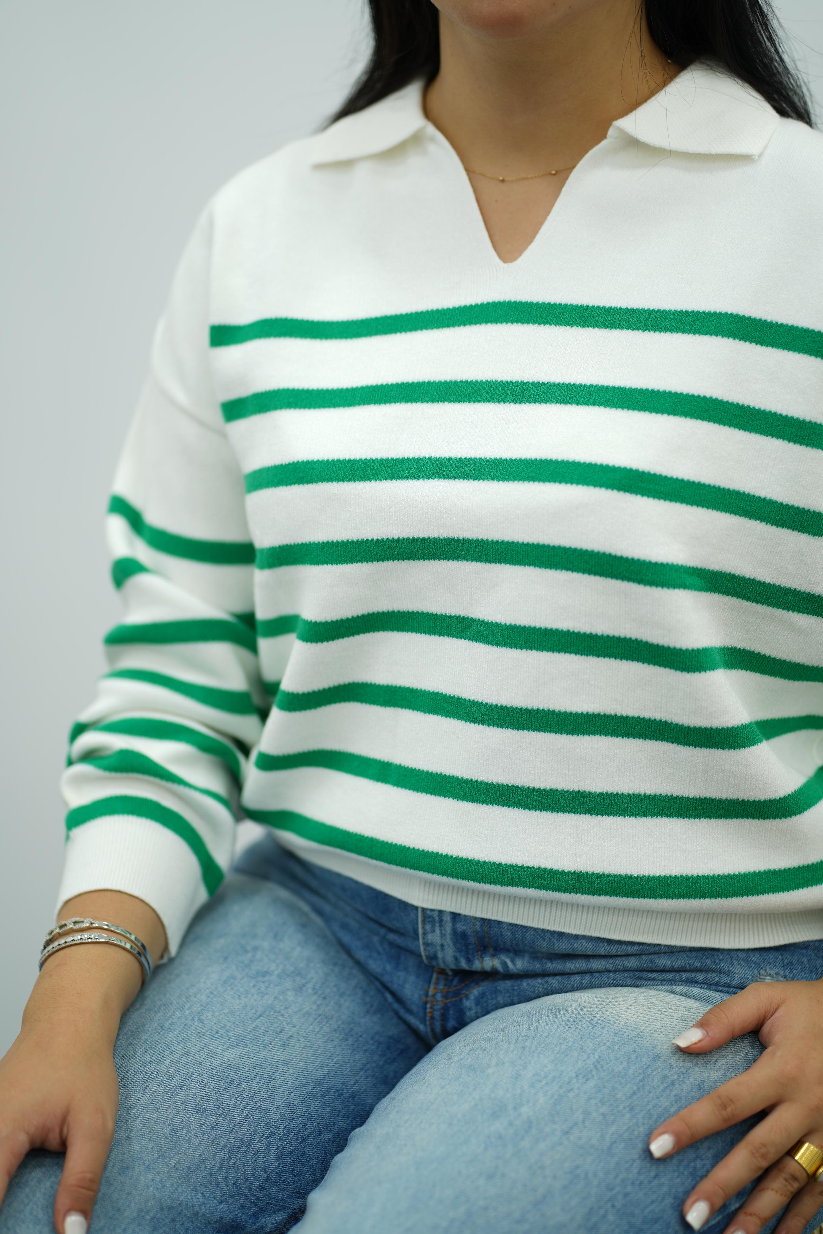 Pull Rayé Col Polo - Multi Couleurs