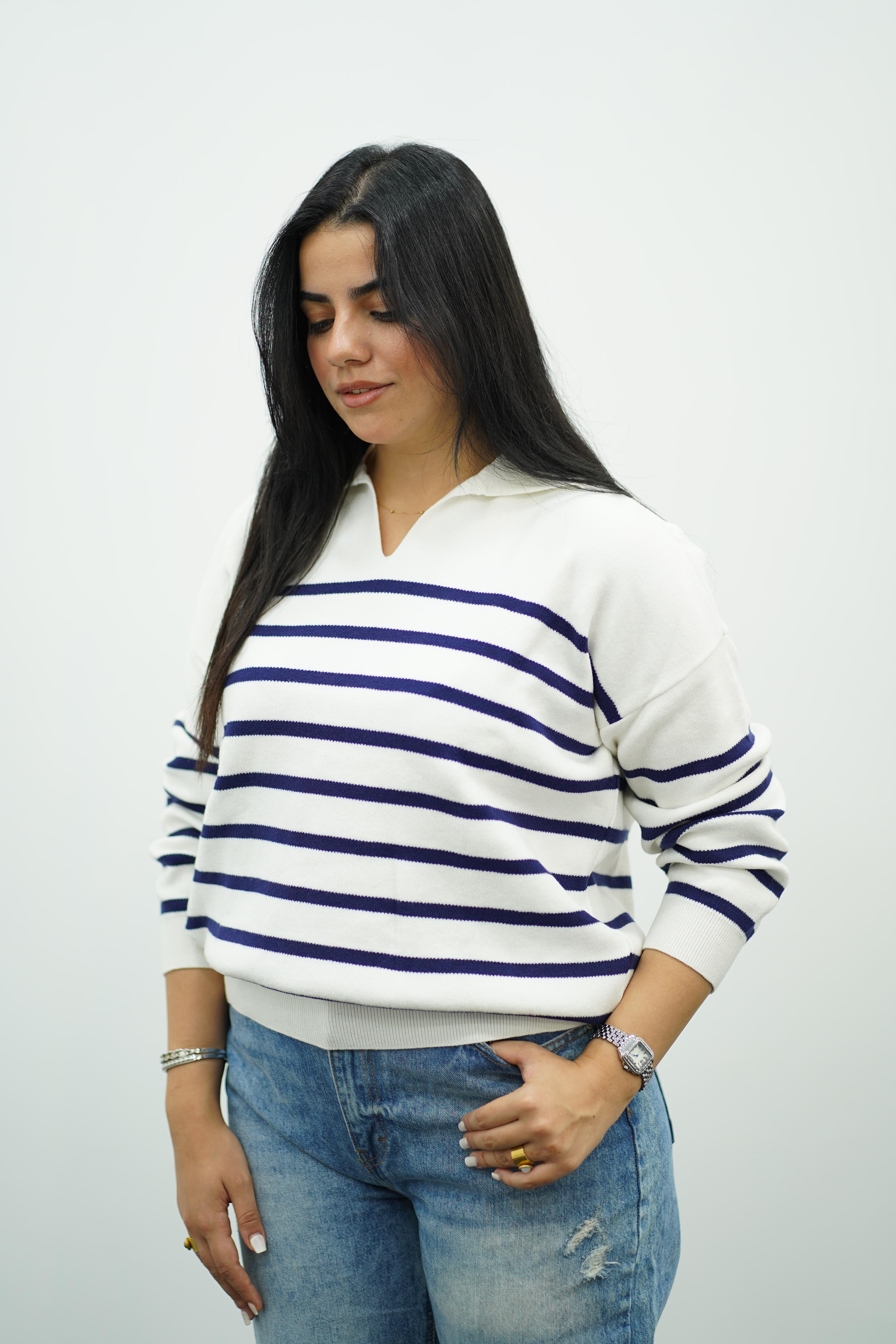 Pull Rayé Col Polo - Multi Couleurs