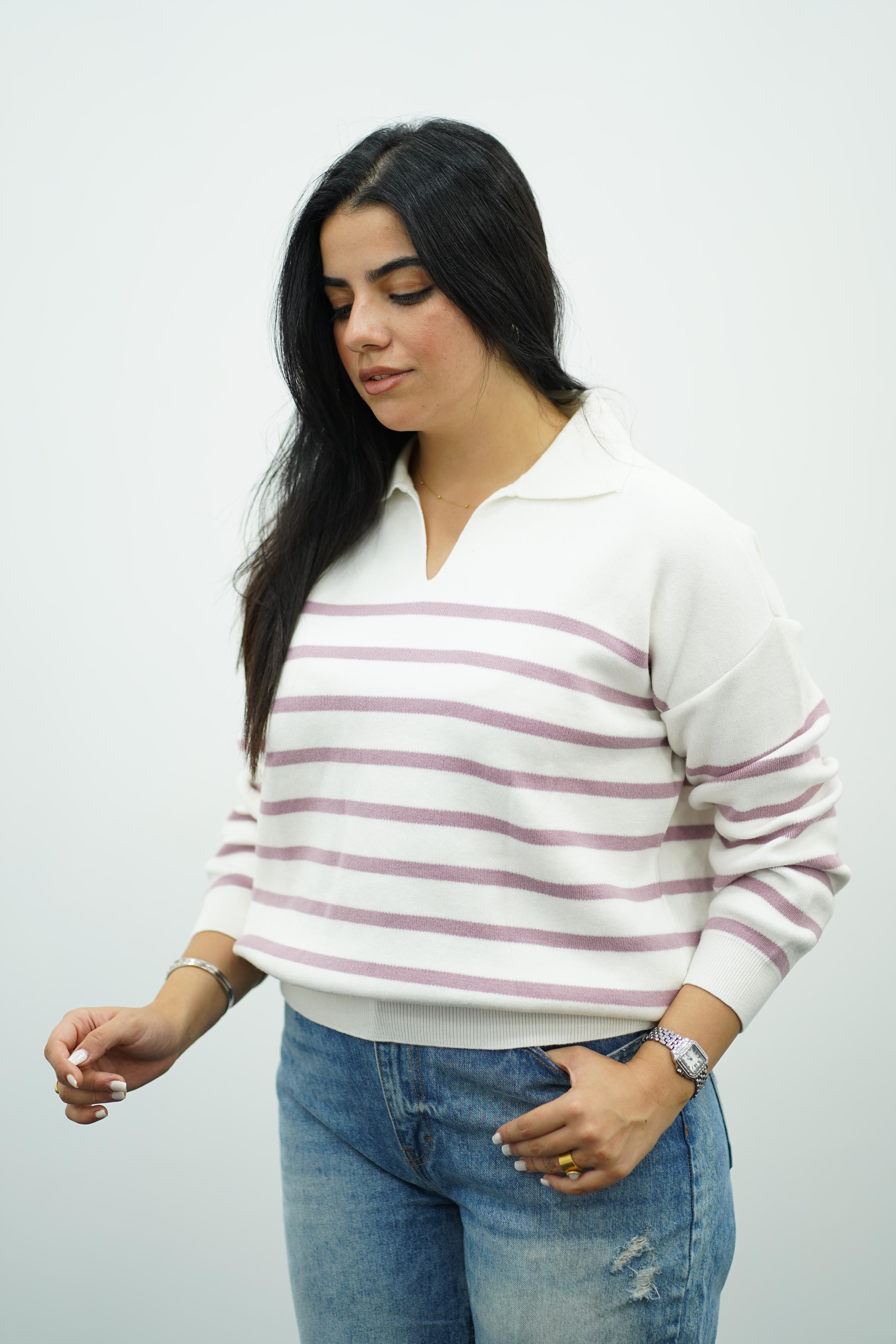 Pull Rayé Col Polo - Multi Couleurs