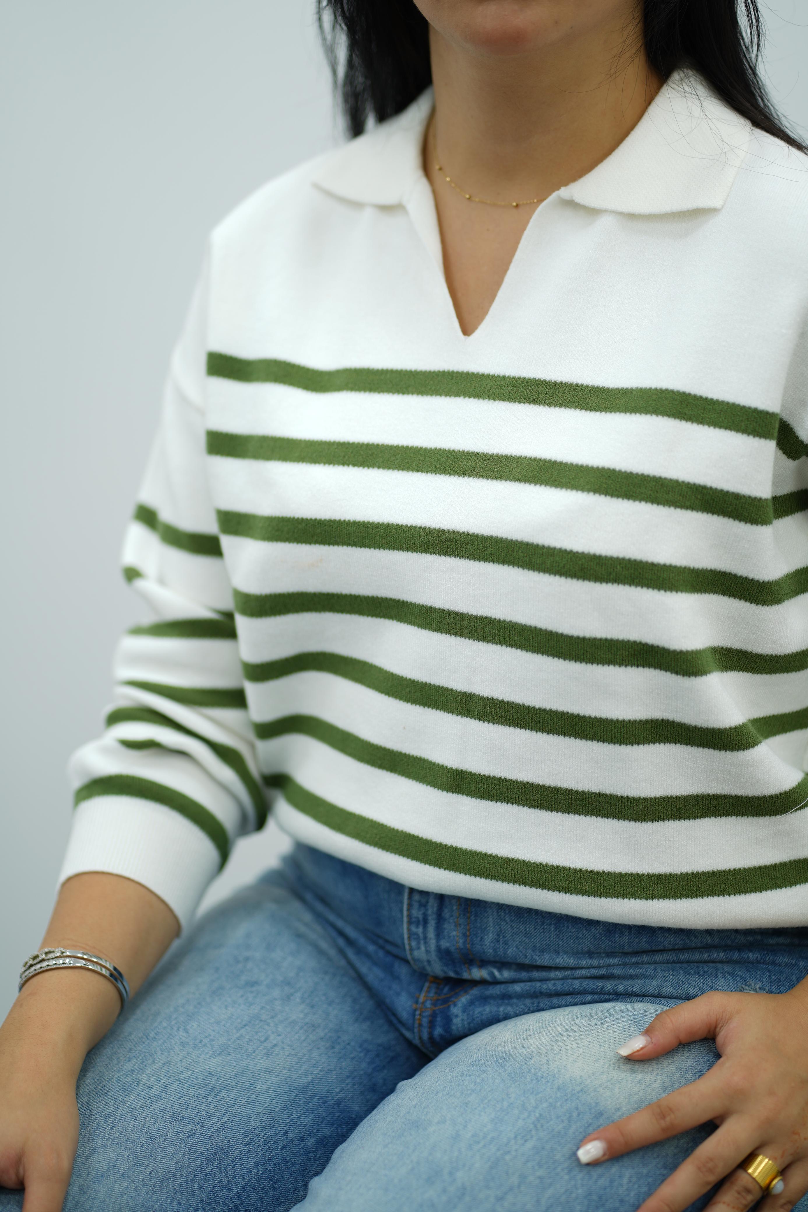 Pull Rayé Col Polo - Multi Couleurs