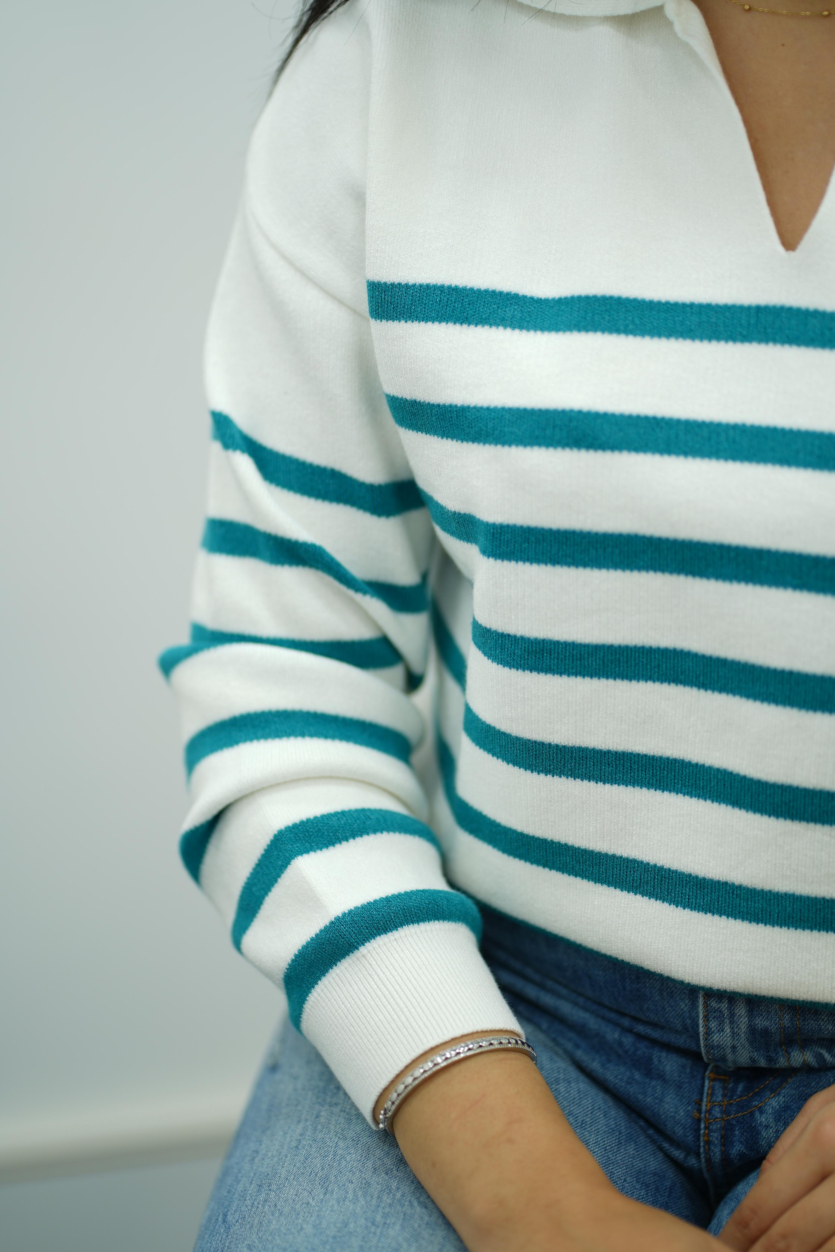 Pull Rayé Col Polo - Multi Couleurs