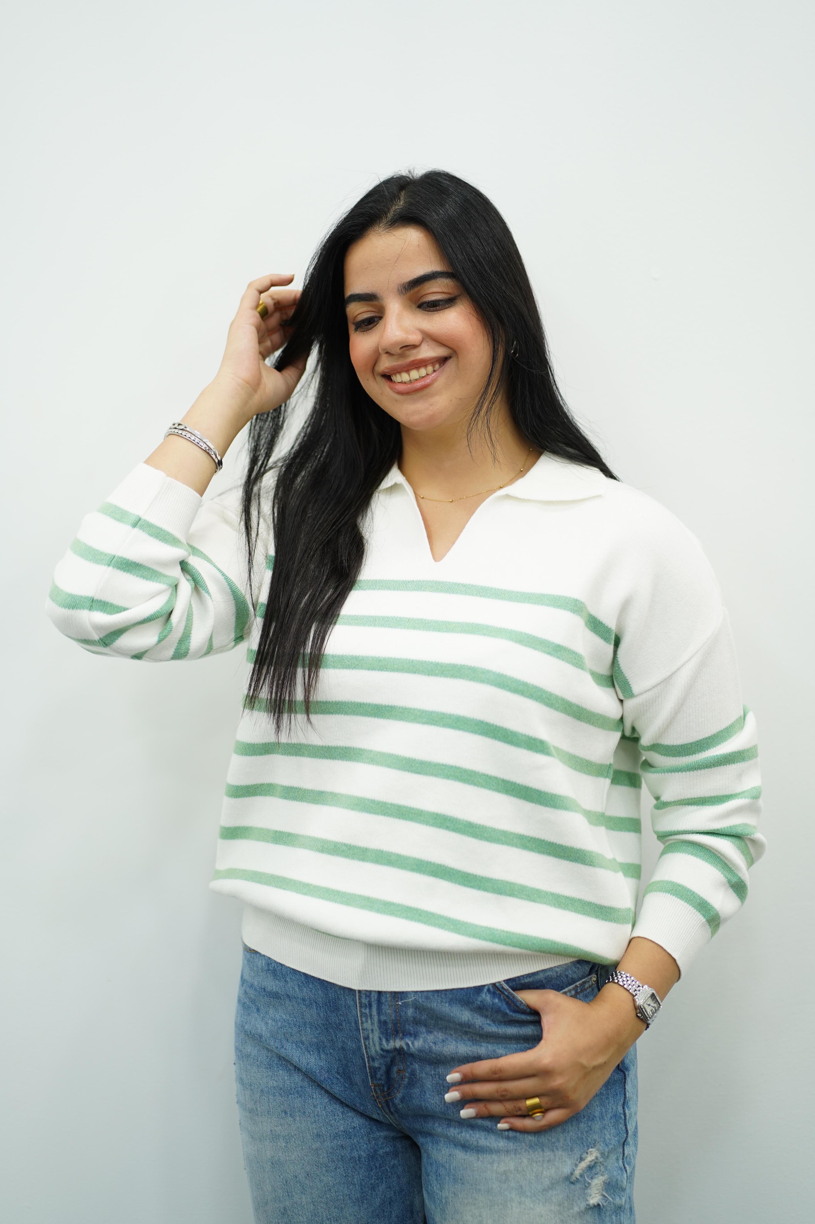 Pull Rayé Col Polo - Multi Couleurs