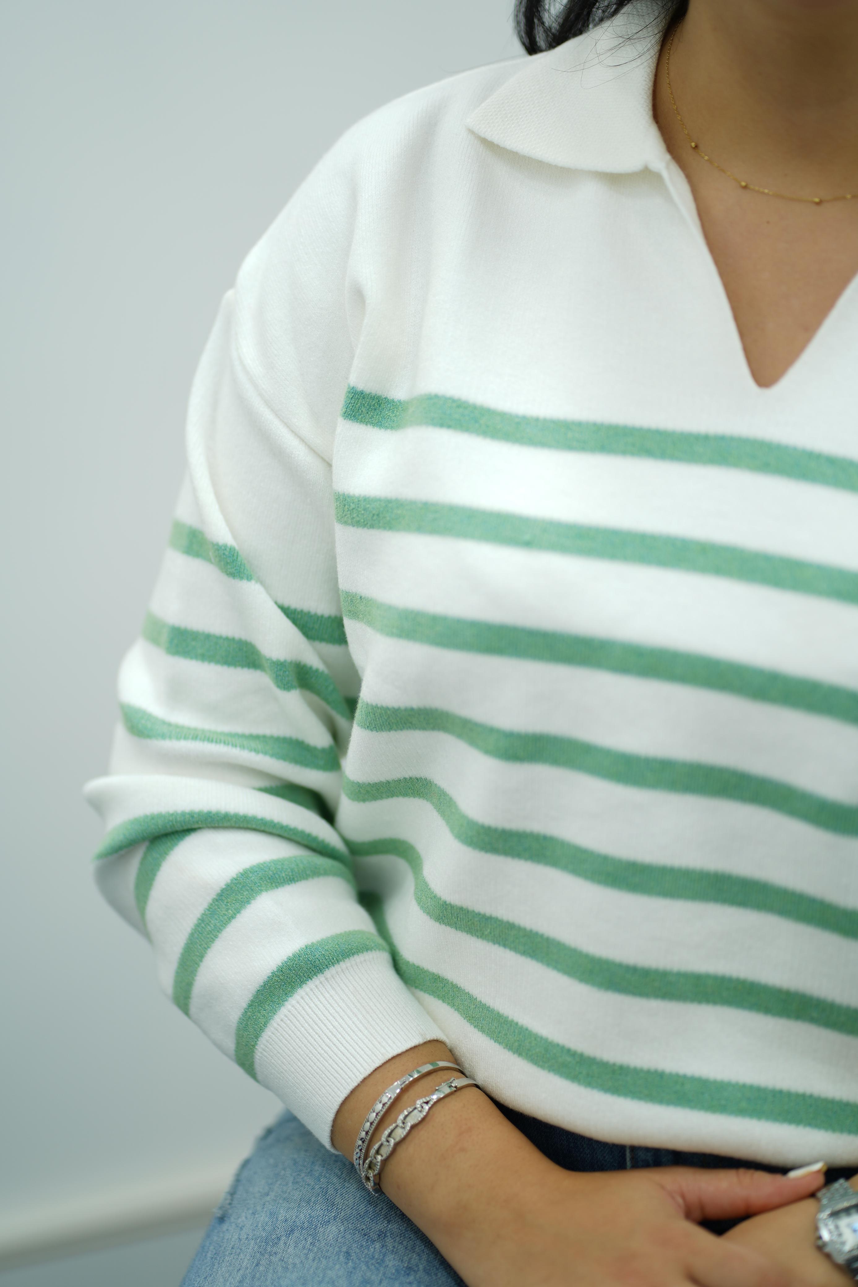 Pull Rayé Col Polo - Multi Couleurs