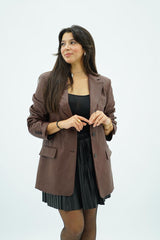 Veste en similicuir marron