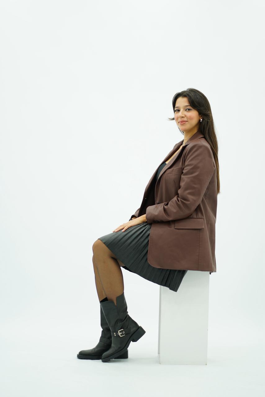 Veste en similicuir marron