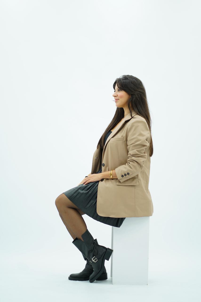 Veste en similicuir beige