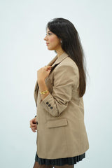 Veste en similicuir beige