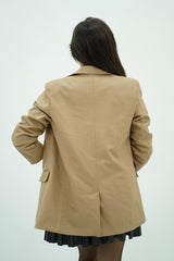 Veste en similicuir beige