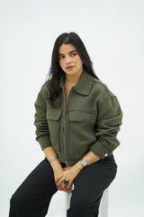 Bomber kaki en tweed