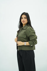 Bomber kaki en tweed