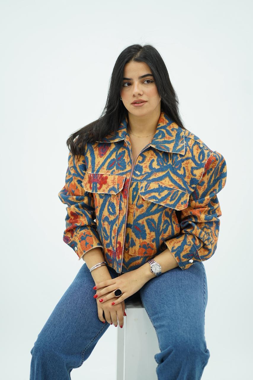 Bomber a motif ethnique multicolore