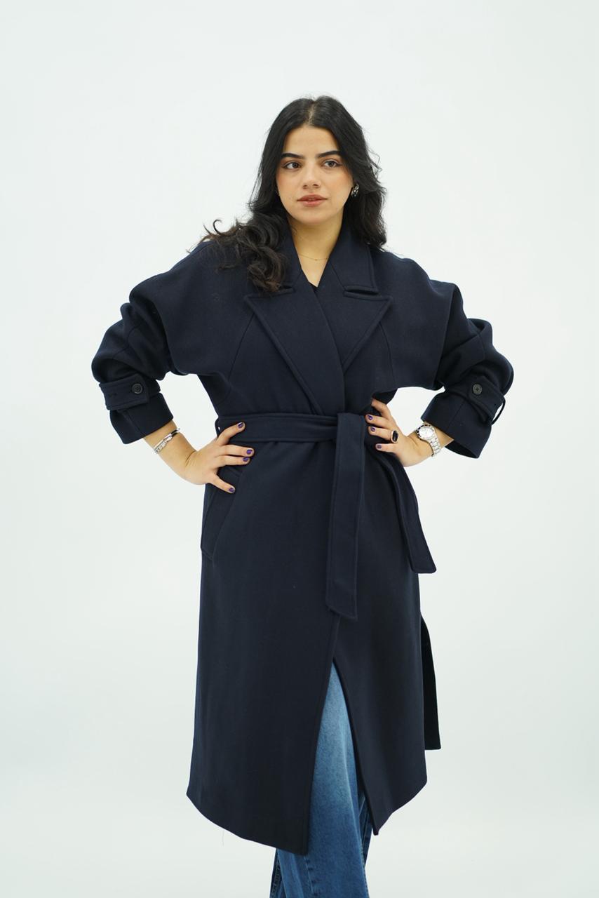 Manteau Bleu nuit oversize avec ceinture