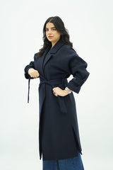 Manteau Bleu nuit oversize avec ceinture