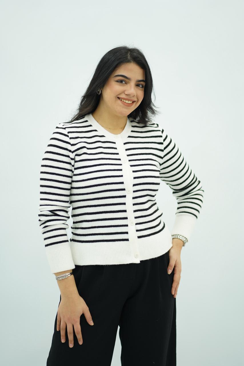 Pulls cardigans en maille rayée