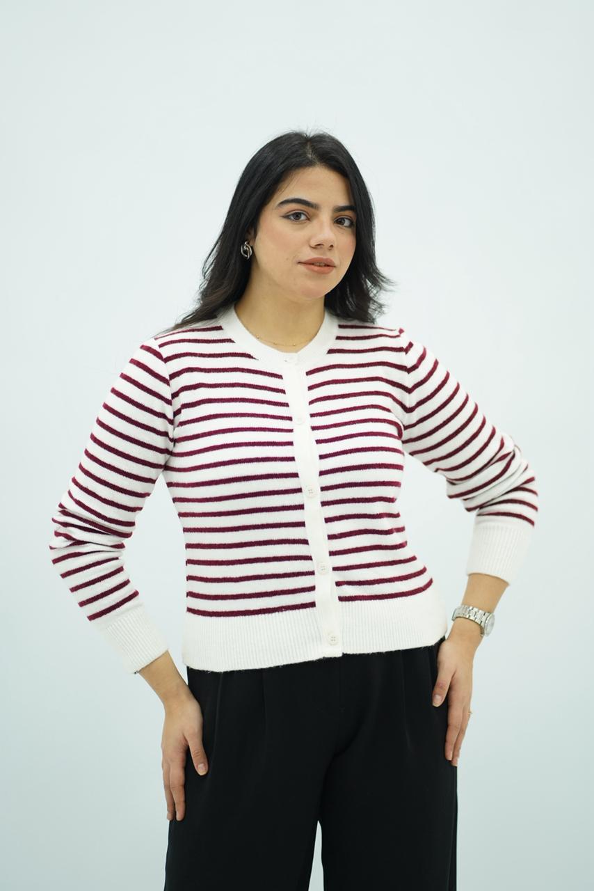 Pulls cardigans en maille rayée