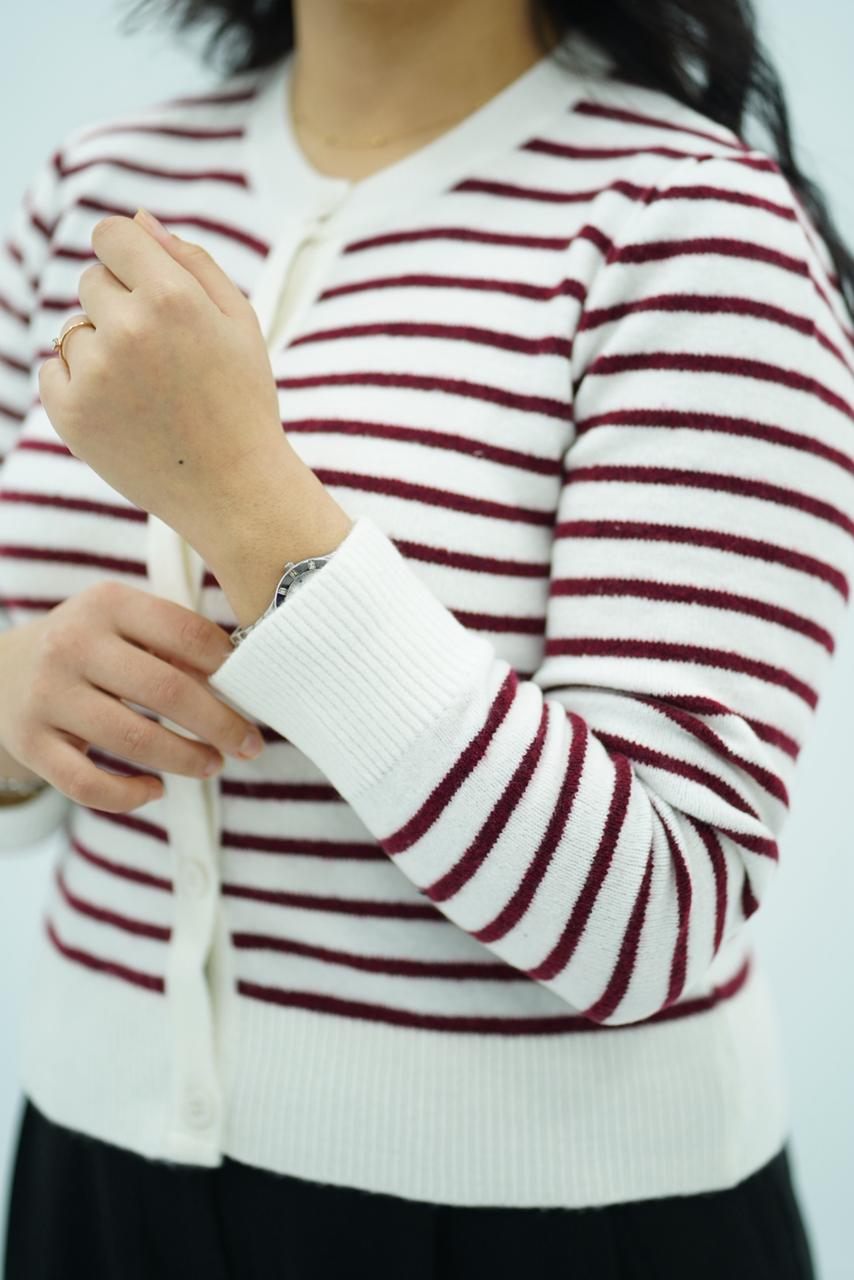 Pulls cardigans en maille rayée