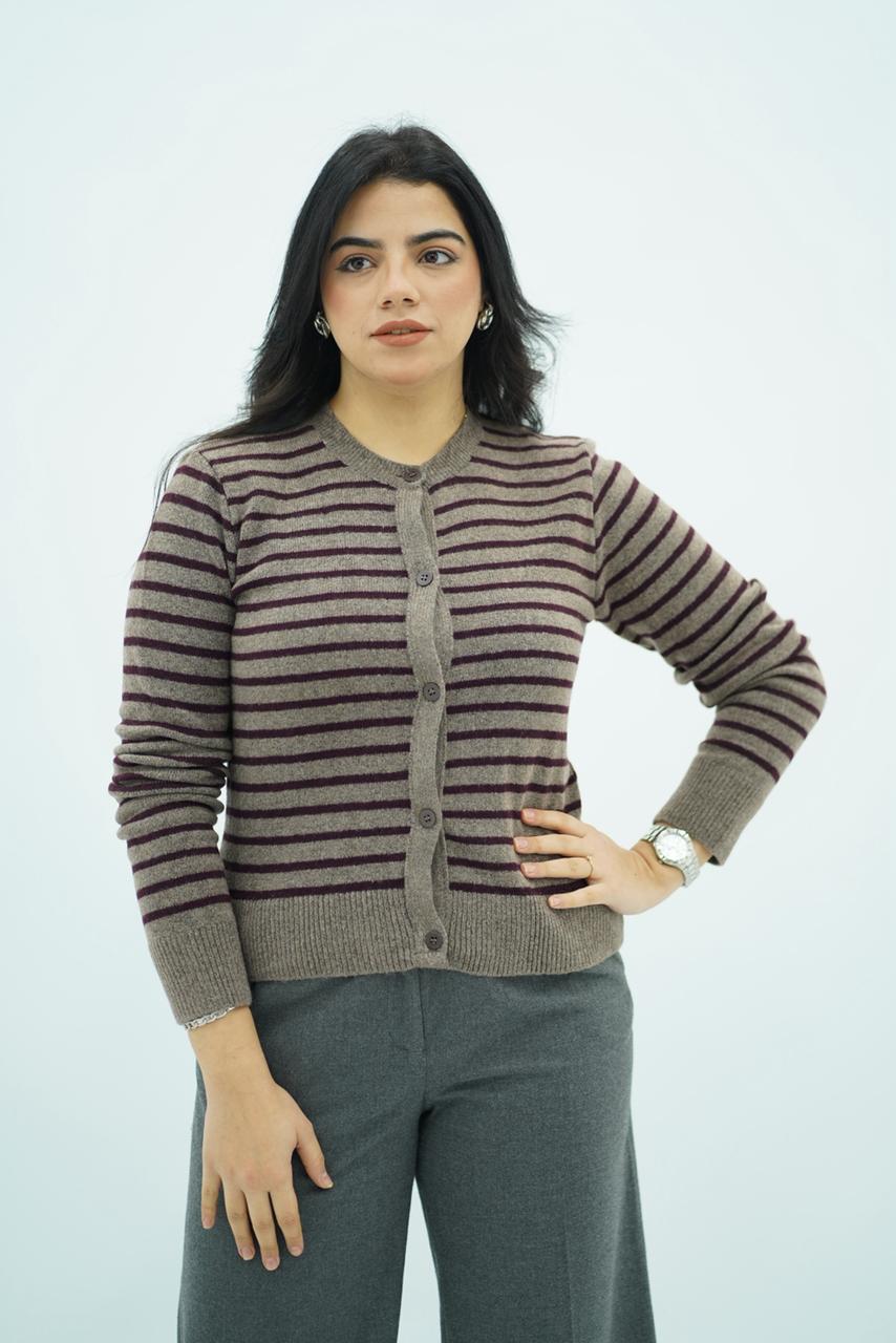 Pulls cardigans en maille rayée