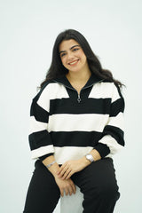 Pulls rayés à col zippé