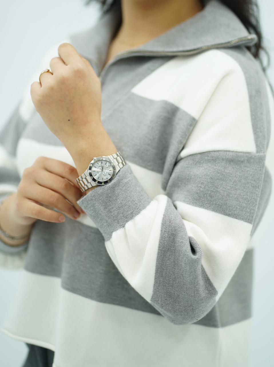 Pulls rayés à col zippé