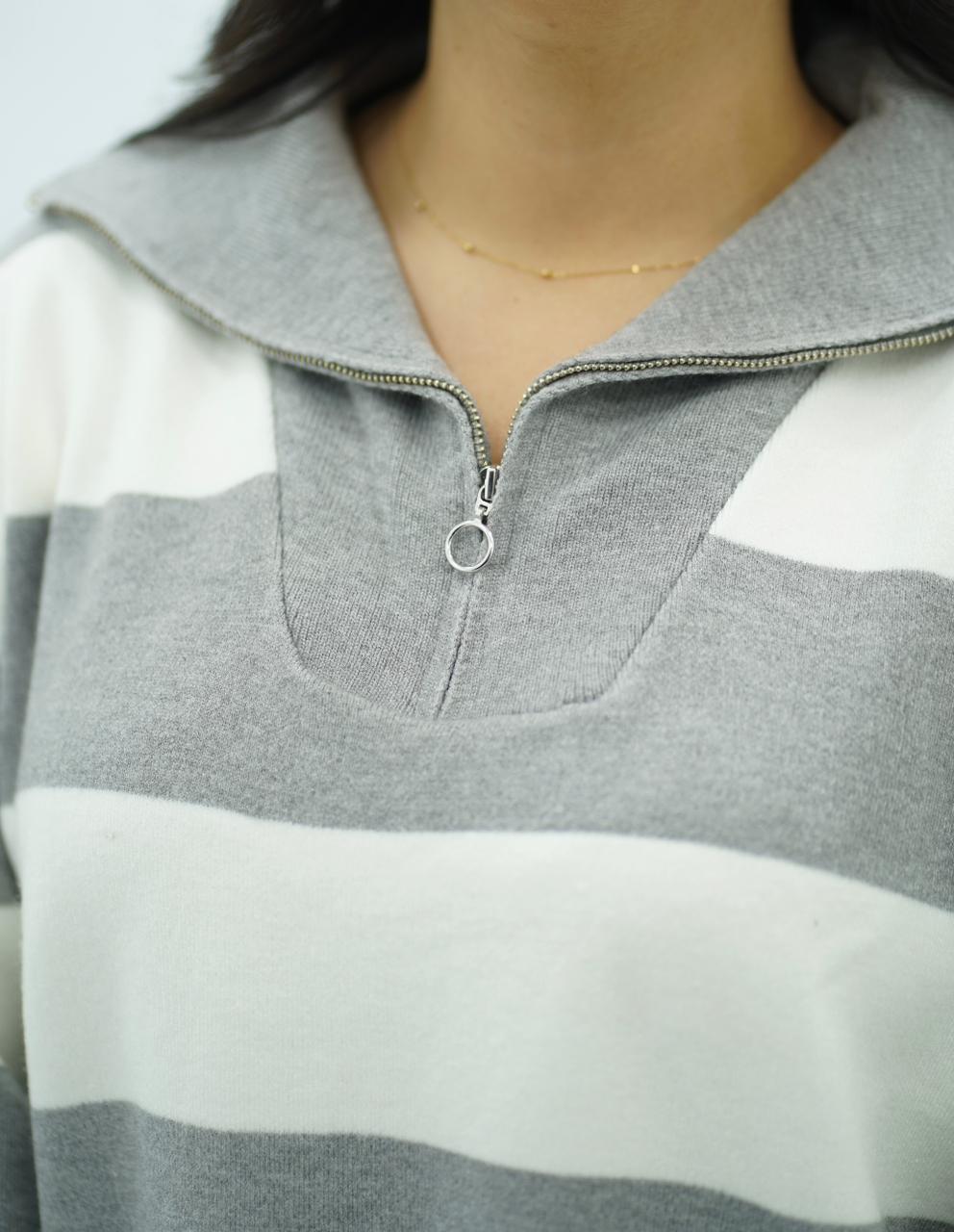 Pulls rayés à col zippé