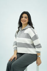 Pulls rayés à col zippé