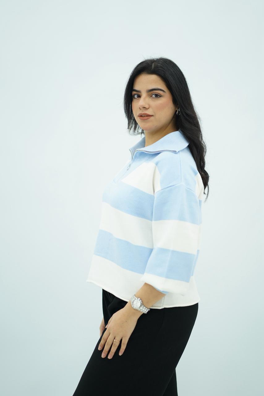 Pulls rayés à col zippé