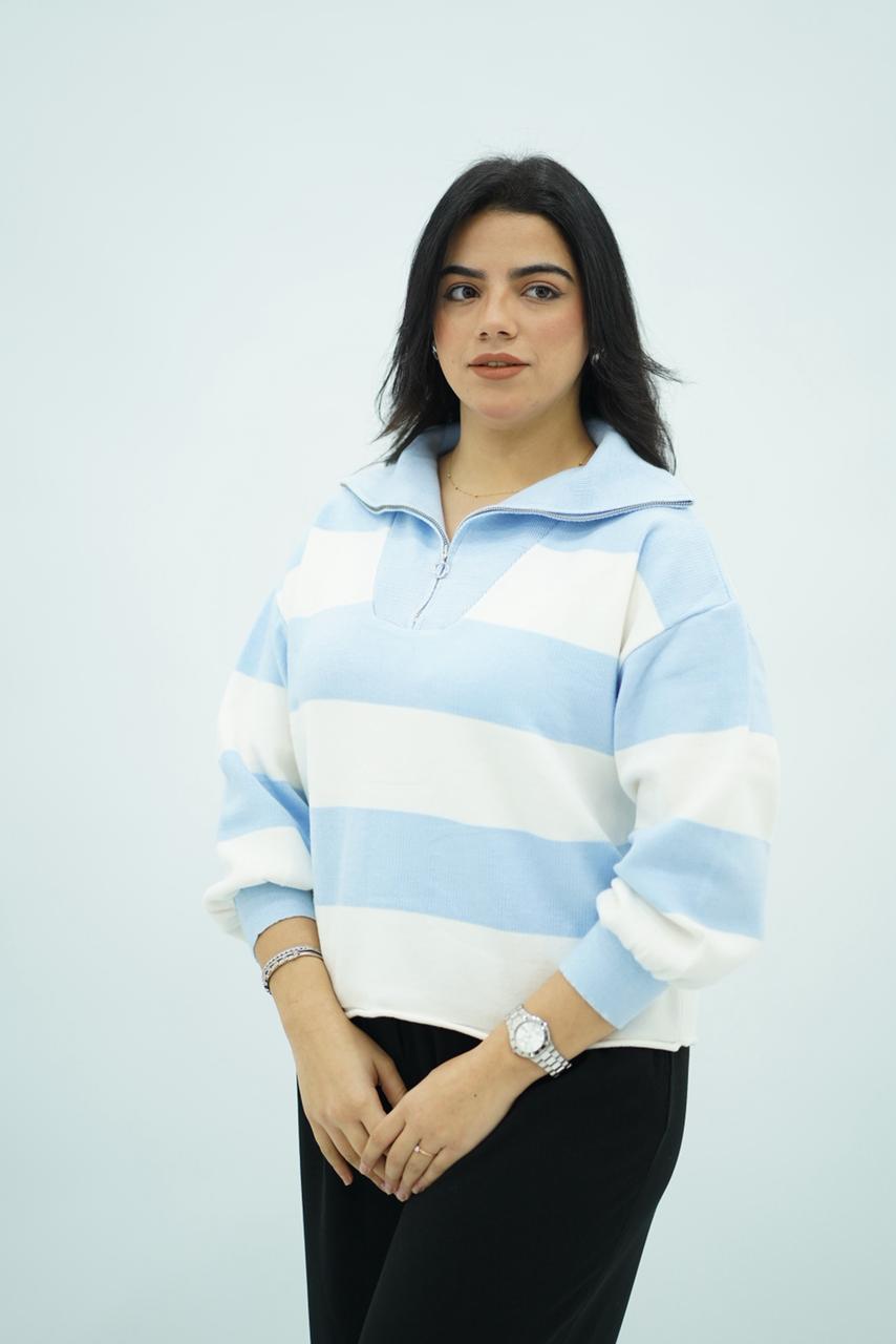 Pulls rayés à col zippé