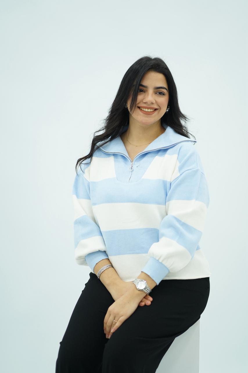 Pulls rayés à col zippé