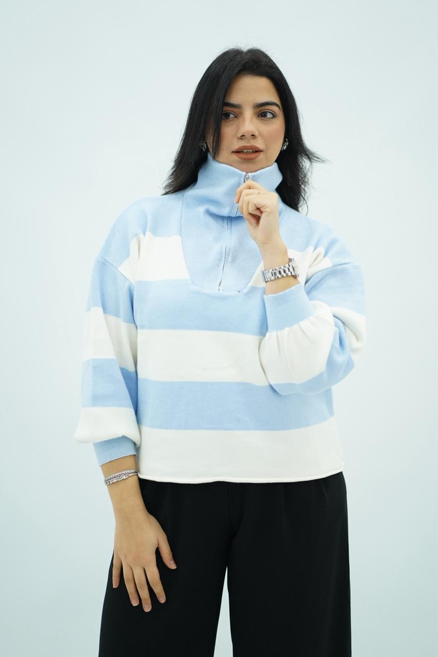 Pulls rayés à col zippé