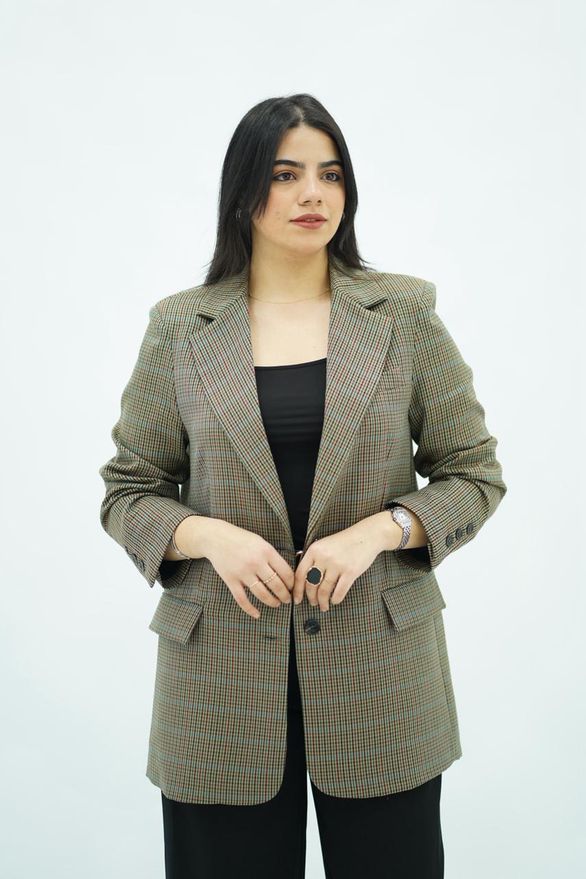 Blazer à carreaux chic – Coupe structurée et élégante