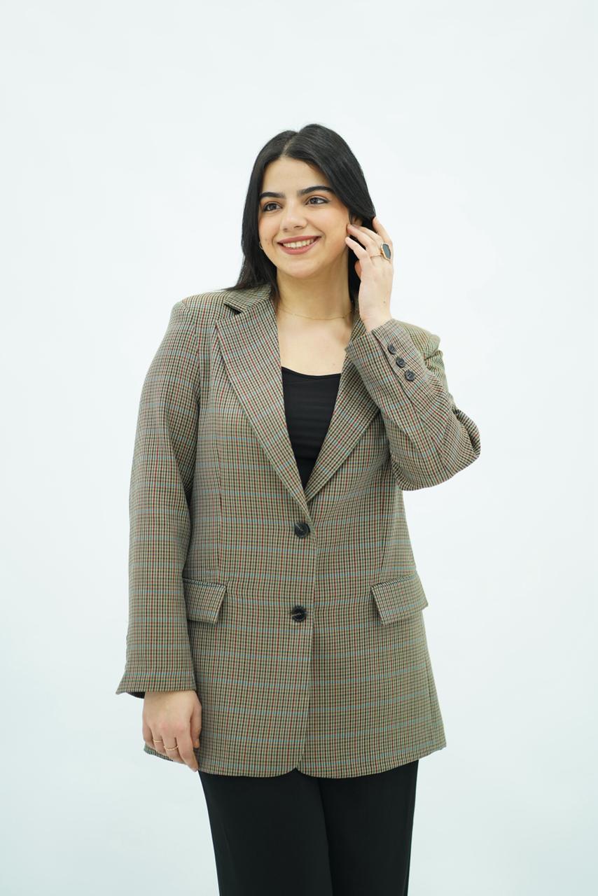 Blazer à carreaux chic – Coupe structurée et élégante