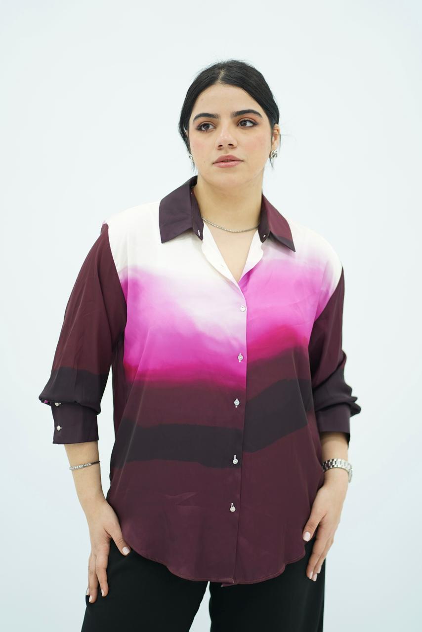 Chemise Satinée en Dégradé Artistique