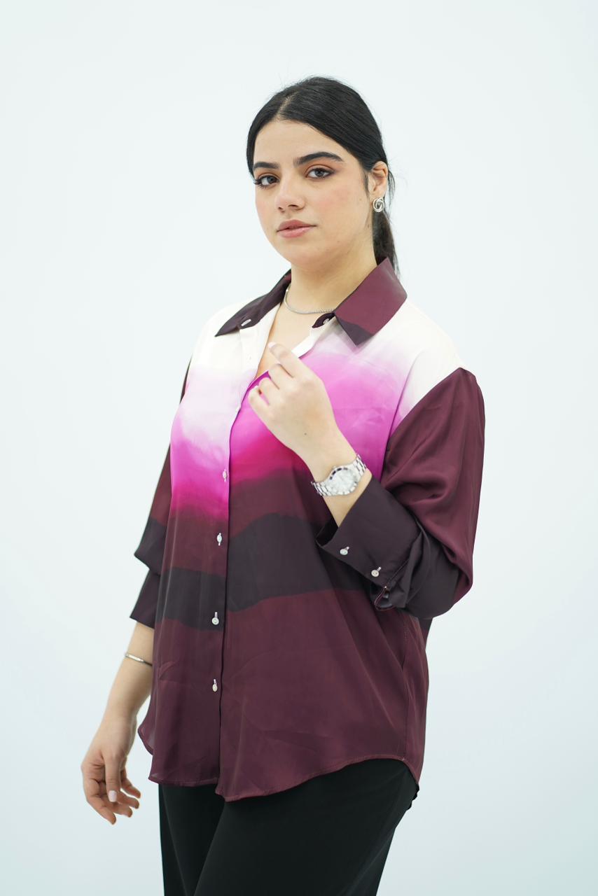 Chemise Satinée en Dégradé Artistique