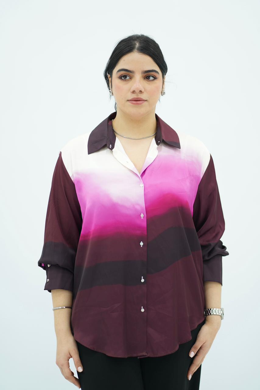 Chemise Satinée en Dégradé Artistique