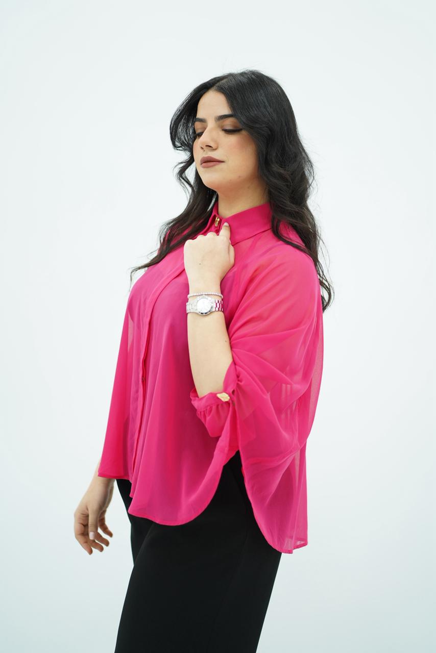 Blouse Ample en Mousseline Fuchsia