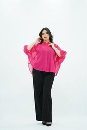 Blouse Ample en Mousseline Fuchsia