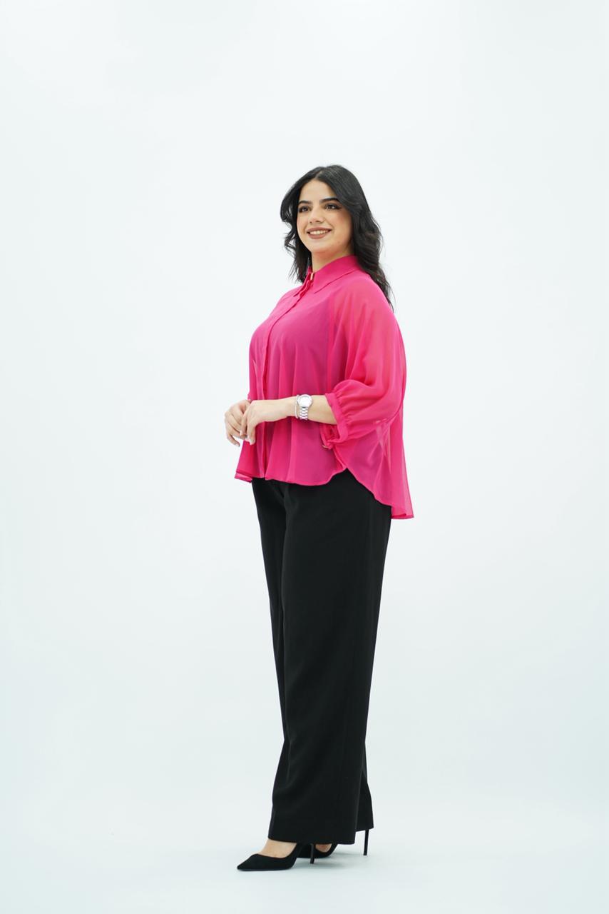 Blouse Ample en Mousseline Fuchsia