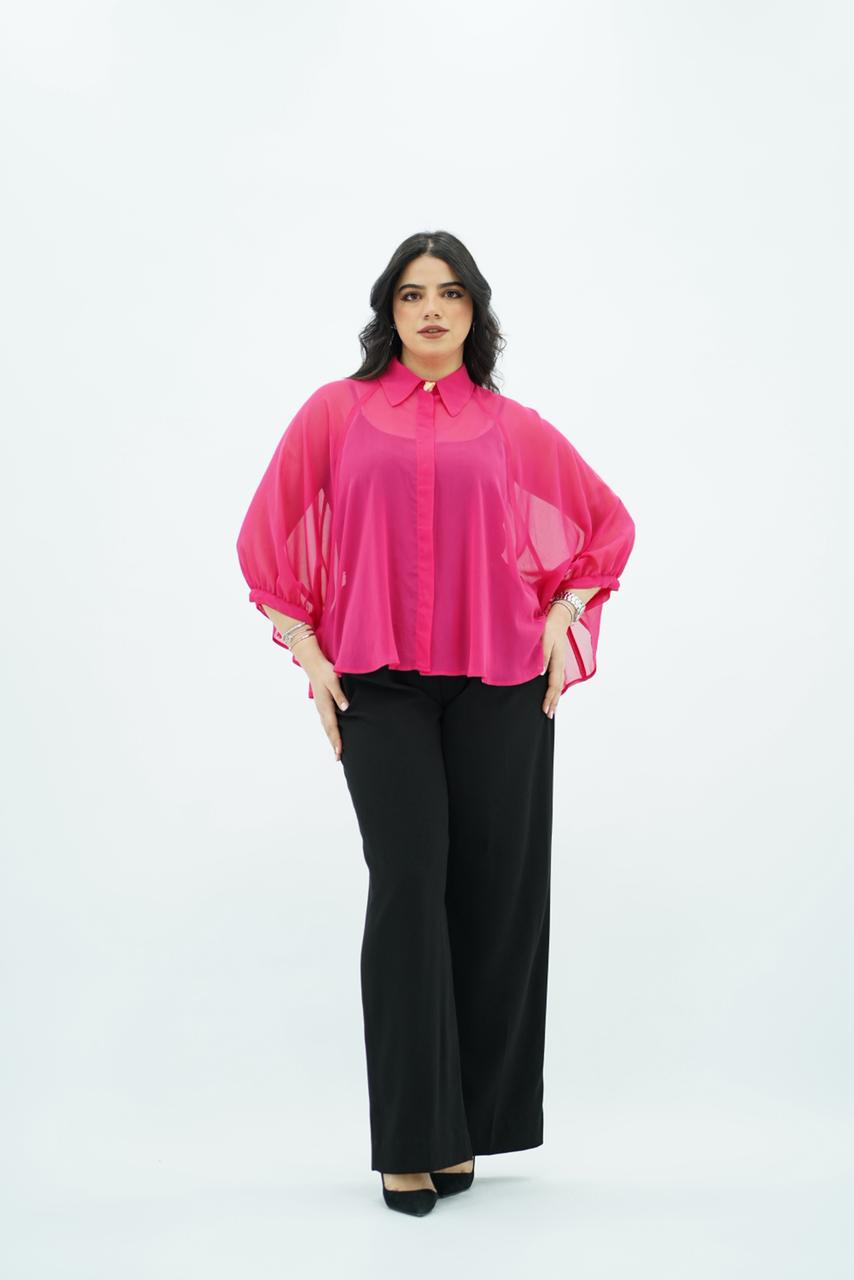 Blouse Ample en Mousseline Fuchsia