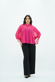 Blouse Ample en Mousseline Fuchsia