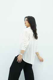 Chemise blanche fluide effet rayures