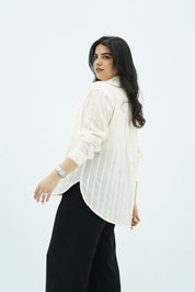 Chemise Texturée Crème – Élégance Naturelle