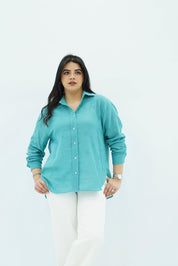 Chemise en Lin - Bleu turquoise doux